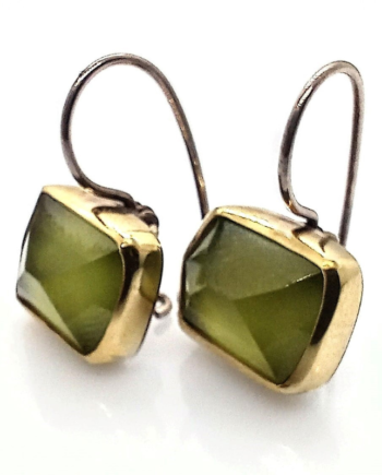 peridot square earrings