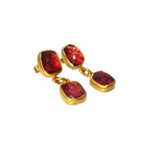 Earrings red tourmaline 18K