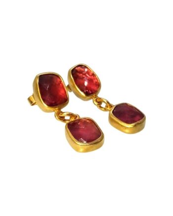 Earrings red tourmaline 18K