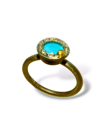 Δαχτυλιδι με μπριγιαν 18Κ χρυσο και doublet turquoise