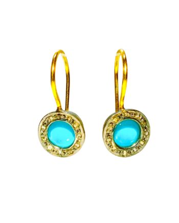 Σκουλαρικια με 18Κ χρυσο μπριγιαν και doublet turquoise