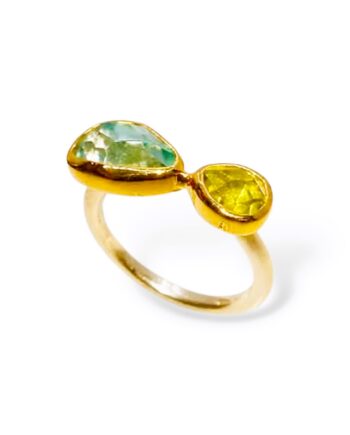 Χειροποίητοί δαχτυλίδι με aqua marine και peridot