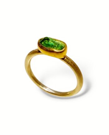 Hand made ring with green tourmaline
